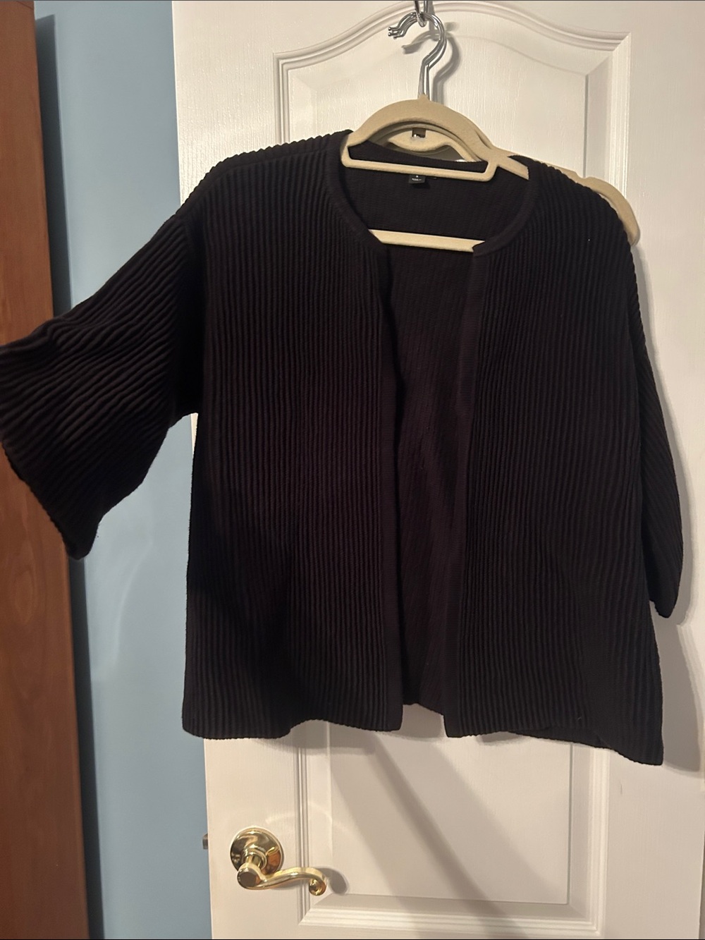 MOVING SALE Ann Taylor Black Ribbed Open-Front Cardigan